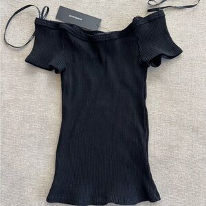 Forever 21 Black Ribbed Off-Shoulder Top